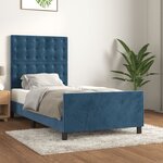 vidaXL Cadre de lit avec tête de lit Bleu foncé 100x200 cm Velours