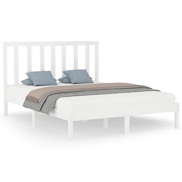vidaXL Cadre de lit sans matelas blanc 160x200 cm bois massif