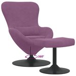 vidaXL Chaise Œuf avec Pouf Violet 63 x 73 x 90 cm Velours