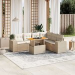 vidaXL Salon de jardin avec coussins 7 Pièces beige résine tressée