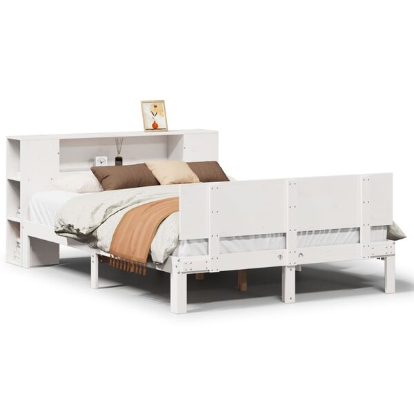 vidaXL Lit bibliothèque sans matelas blanc 120x190 cm bois pin massif