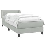 vidaXL Sommier à lattes de lit et matelas gris clair 90x210 cm velours