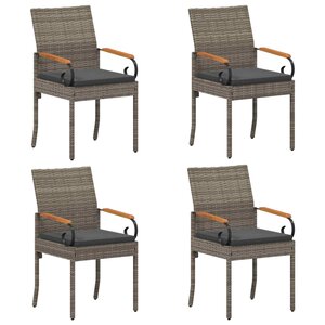 vidaXL Chaises de jardin avec coussin 4 Pièces Gris et Gris foncé