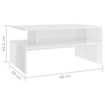 vidaXL Table basse Blanc brillant 90x60x42 5 cm Aggloméré