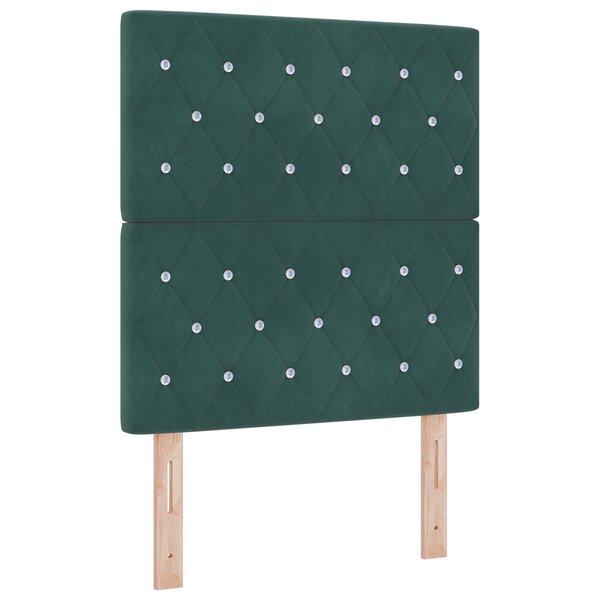 Lit avec sommier à ressorts  matelas et LED vert foncé 80x200 cm en velours
