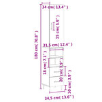 vidaXL Buffet haut Blanc 34 5x34x180 cm Bois d'ingénierie