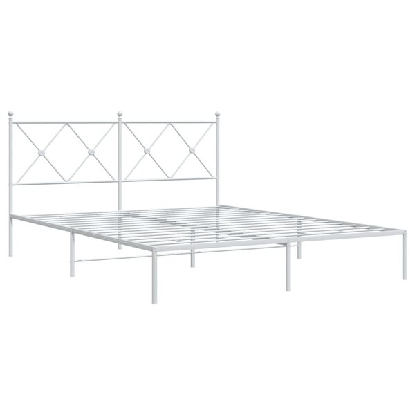 vidaXL Cadre de lit métal avec tête de lit blanc 160x200 cm