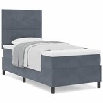 vidaXL Lit à ressorts avec matelas Gris foncé 100 x 200 cm Velours