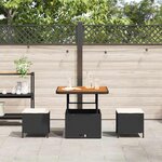 vidaXL Ensemble de salle à manger pour jardin 3 Pièces Noir Poly rotin