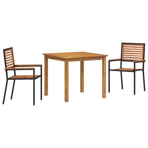 vidaXL Ensemble de salle à manger pour jardin 3 Pièces Noir