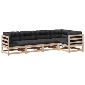 vidaXL Salon de jardin 5 Pièces avec coussins bois de pin massif