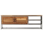 vidaXL Meuble TV Teck recyclé et acier 120x30x40 cm