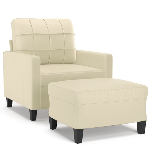 vidaXL Fauteuil avec repose-pied Crème 60 cm Similicuir