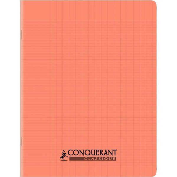 Cahier piqûre 32 pages  seyès 2 5 mm 90 g  couverture polypropylène rouge CONQUERANT