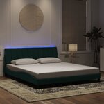 vidaXL Cadre de lit avec lumières LED vert foncé 180x200 cm velours