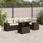 vidaXL Salon de jardin avec coussins 6 Pièces marron résine tressée