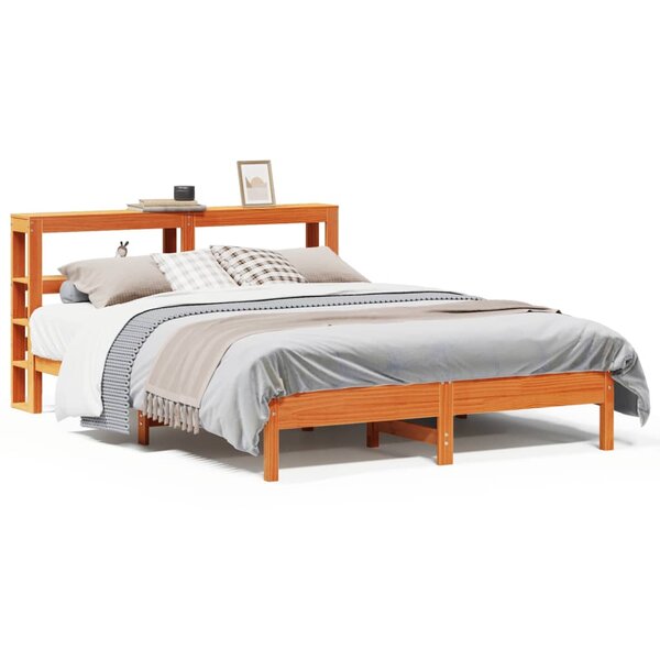 vidaXL Cadre de lit sans matelas cire marron 150x200cm bois pin massif