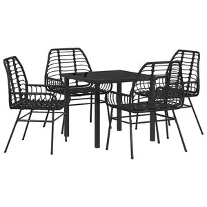 vidaXL Ensemble de salle à manger pour jardin 5 Pièces Noir polyrotin