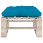 vidaXL Repose-pied palette de jardin avec coussin bleu bois de pin