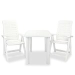 vidaXL Ensemble de bistro 3 Pièces Plastique Blanc