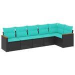 vidaXL Salon de jardin 6 Pièces avec coussins noir résine tressée