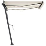 vidaXL Auvent automatique avec capteur de vent et LED 300x250 cm Crème
