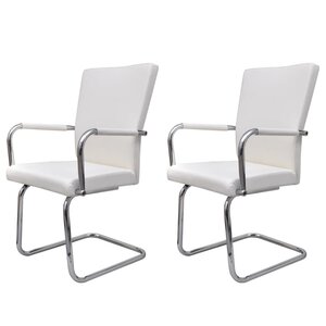 vidaXL Chaises à manger cantilever lot de 2 blanc similicuir