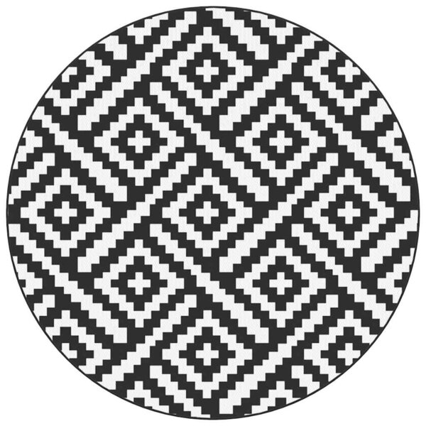 vidaXL Tapis d'extérieur ARAKIL blanc et noir Ø200 cm PP