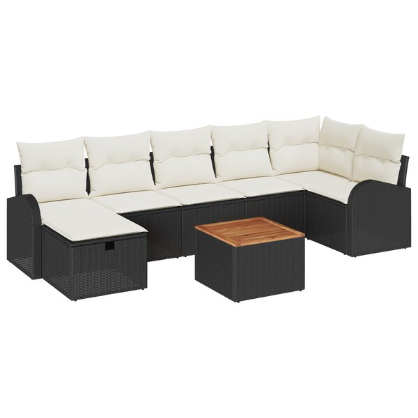 vidaXL Ensemble de Canapé de Jardin 8 Pièces avec Coussins Noir Rattan
