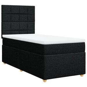 vidaXL Sommier à lattes de lit avec matelas Noir 90x190 cm Tissu