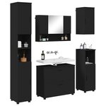 vidaXL Ensemble de mobilier de salle de bain avec tiroir 5 Pièces Noir