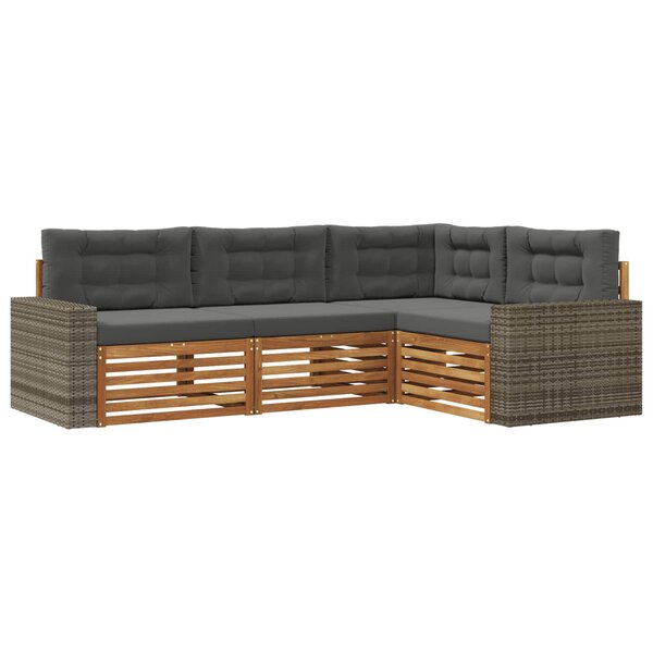 vidaXL Ensemble de canapés d'extérieur 4 pc Naturel et Anthracite