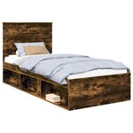 vidaXL Cadre de lit Chêne fumé 100 x 200 cm Bois de pin massif