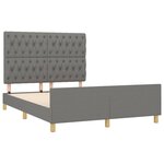 vidaXL Cadre de lit avec tête de lit Gris foncé 140x190 cm Tissu