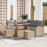 vidaXL Ensemble de canapé de jardin 8 pièces avec coussins en beige  poly rotin et acacia