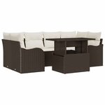vidaXL Ensemble de canapé de jardin 7 Pièces Marron Poly rotin
