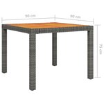 vidaXL Table de jardin 90x90x75cm Résine tressée et bois d'acacia Gris