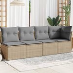 vidaXL Canapé de jardin avec coussins 4 places beige résine tressée