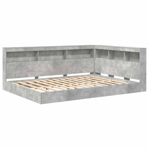 vidaXL Lit Bibliothèque Gris béton 140 x 200 cm Bois d'ingénierie