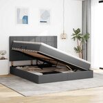 vidaXL Lit avec rangement et matelas Gris foncé 160 x 200 cm Polyester