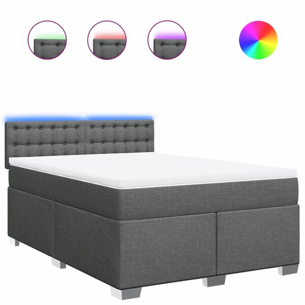 vidaXL Sommier à lattes de lit avec matelas Gris foncé 160x200cm Tissu
