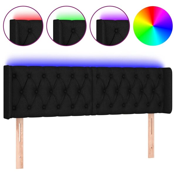 vidaXL Tête de lit à LED Noir 147x16x78/88 cm Tissu