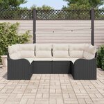 vidaXL Ensemble de canapé de jardin 6 Pièces Noir et blanc Poly rotin