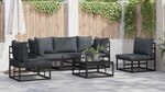 vidaXL Ensemble de canapé de jardin 5 Pièces Noir 213 x 71.5 x 71 cm