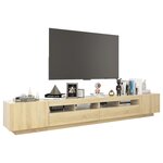 vidaXL Meuble TV avec lumières LED Chêne sonoma 260x35x40 cm