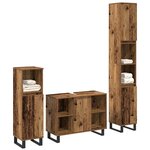 vidaXL Ensemble de mobilier de salle de bain avec porte 3 Pièces Marron