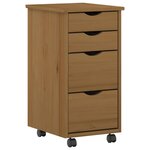 vidaXL Ensemble bureau et cabinet roulant MOSS 2 Pièces Brun Miel