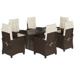 vidaXL Ensemble à manger de jardin et coussins 7 Pièces marron rotin