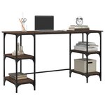 vidaXL Bureau chêne marron 140x50x75 cm métal et bois d'ingénierie