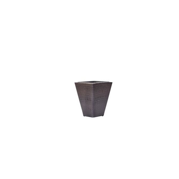 Cache-pot trapeze en résine tressée - 40 x 40 x 50 cm - Marron Naturel